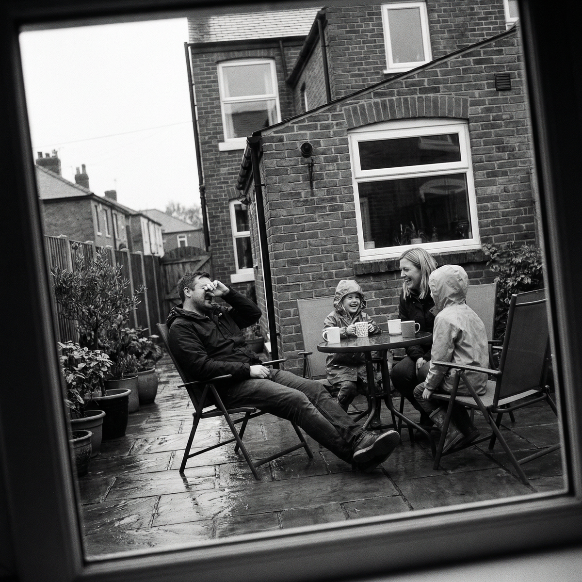 Family enjoying time together in the garden